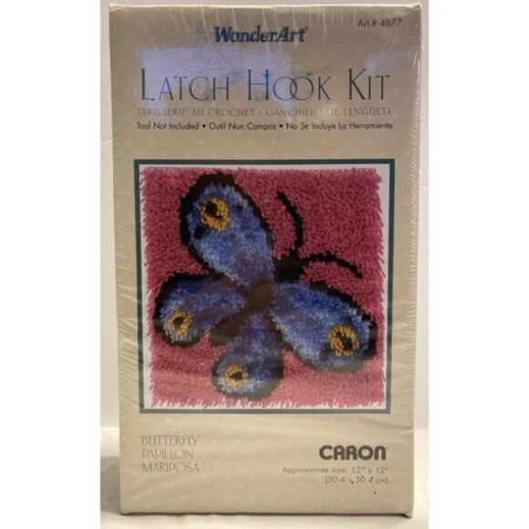 Completed Wonder Art butterfly latch hook 12”x12” - Picture 3 of 3